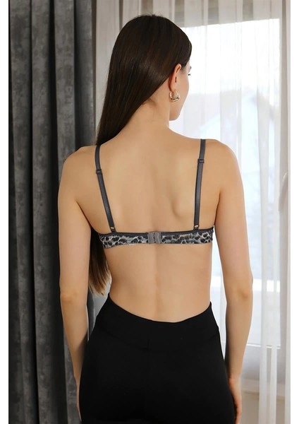 Moda Kadın Destekli Balenli Desenli Sütyen Gri indirimleri