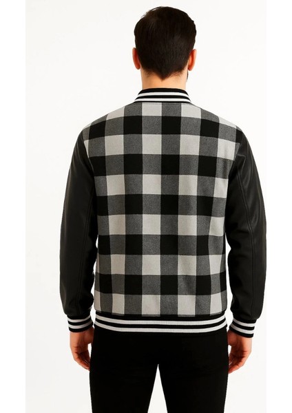 Kolları Suni Deri Içi Astarlı Oduncu Kolej Içi Ceket - Gri modelleri