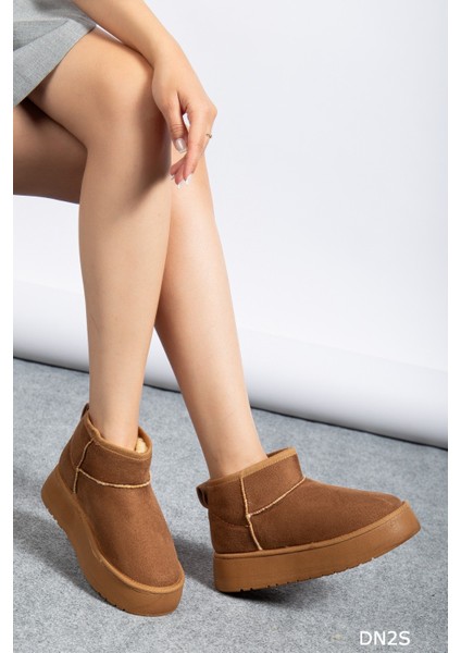 Kadın Süet Içi Kürklü Yünlü Kalın Tabanlı Kışlık Bilekte Bot