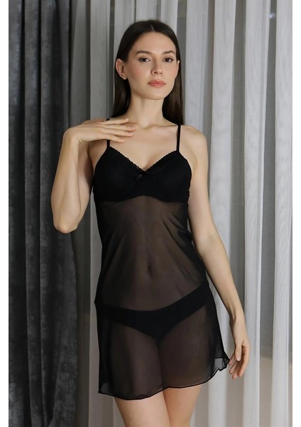 Moda Kadın Fantezi Tül Gecelik Siyah modelleri