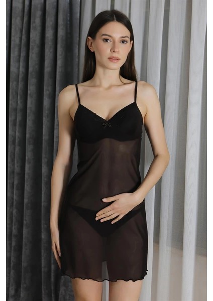 Moda Kadın Fantezi Tül Gecelik Siyah fırsatları