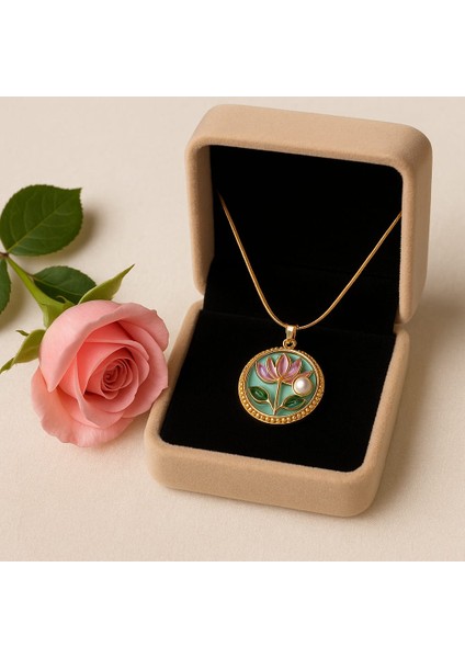 Mineli Lilyum Vintage Çelik Kolye