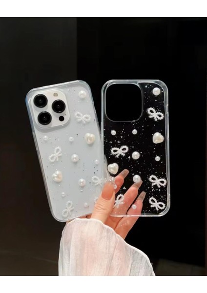 Iphone Uyumlu İncili Kalpli Fiyonklu Kılıf fiyatları