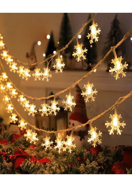 5 Metre 28 LED Yılbaşı Kar Tanesi Işık Zinciri Parti Kutlama Dekor Süsleme LED Işık Pilli Kar Tanesi modelleri