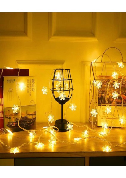 5 Metre 28 LED Yılbaşı Kar Tanesi Işık Zinciri Parti Kutlama Dekor Süsleme LED Işık Pilli Kar Tanesi indirimleri