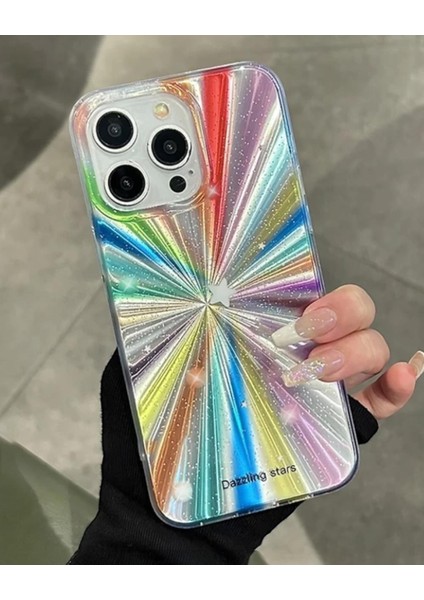 Iphone Uyumlu Yıldızlı Gökkuşağı Desenli Kılıf