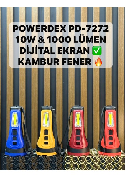 PD-7272 Profesyonel El Feneri | 10W – 1000 Lümen – 6400 Mah – Powerbank Özellikli & Cob LED Aydınlatma indirimleri