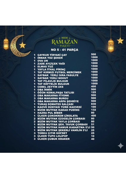 Ramazan Paketi Erzak Kolisi Kumanya Paketi Ramazan Kolisi Gıda Paketi Parça Çocuklar İçin Çikolata Setli No 05 fiyatları