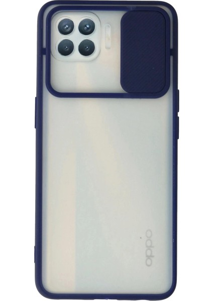 Oppo Reno 4 Lite Kılıf Palm Buzlu Kamera Sürgülü Silikon - Lacivert