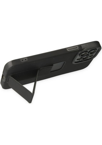 MYT09 iPhone 12 Pro Max Kılıf Mega Standlı Silikon - Siyah modelleri
