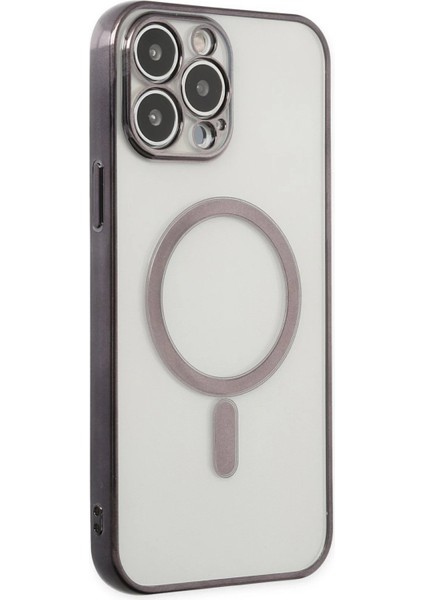 MYT09 iPhone 14 Pro Kılıf Magneticsafe Lazer Silikon - Siyah