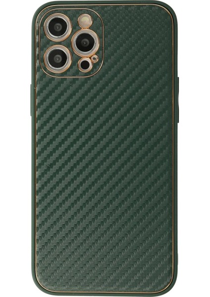 MYT09 iPhone 12 Pro Max Kılıf Coco Karbon Silikon - Yeşil