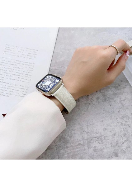 MYT09 Apple Watch 42MM KR414 Daks Deri Kordon - Pembe