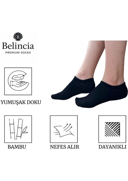 Bambu Kadın Sneaker Dikişsiz Siyah ve Beyaz Çorap 6'lı Paket fiyatları