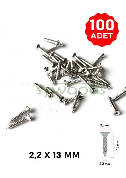 100 Adet 13 mm Mini Hobi Vidası Nikel 100 Adet modelleri