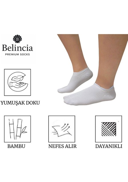 Bambu Kadın Sneaker Dikişsiz Beyaz Çorap Görünmez 6'lı Paket fiyatları
