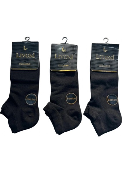 Livoni Dikişsiz Bambu Erkek Patik Çorap 3 Adet