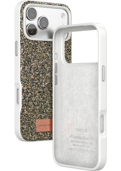 MYT09 Apple iPhone 17 Pro Max Bright Simli Kapak - Çöl Titanyum modelleri