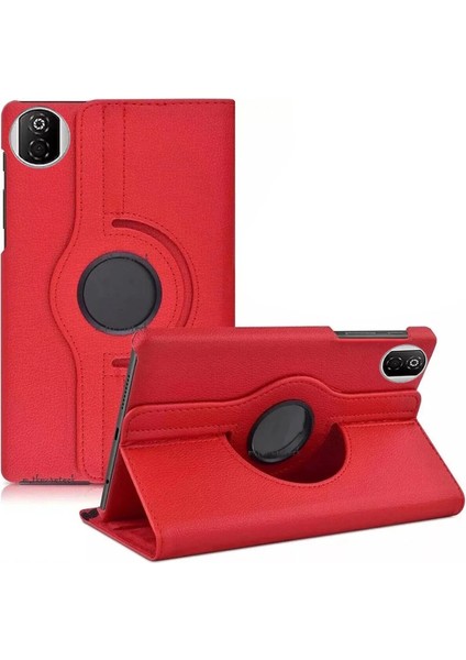 MYT09 Huawei Honor Pad X7 360 Tablet Deri Kılıf - Kırmızı