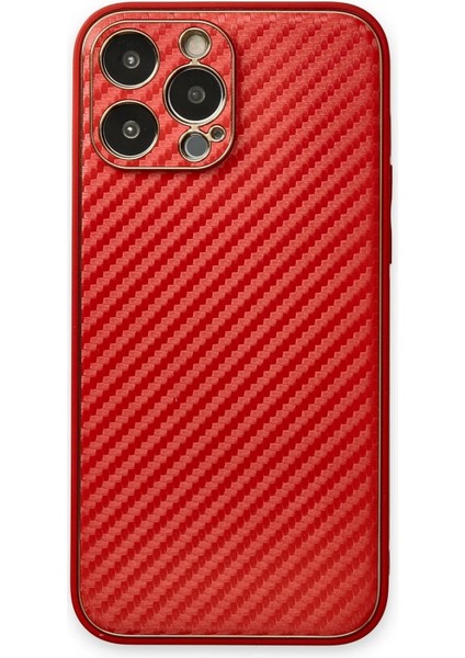 MYT09 iPhone 13 Pro Kılıf Coco Karbon Silikon - Kırmızı