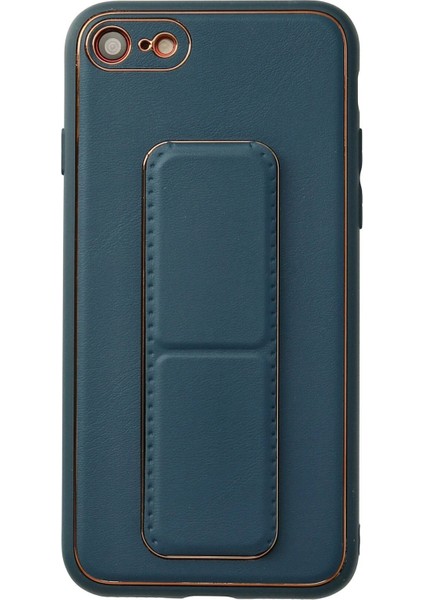 MYT09 iPhone 7 Kılıf Coco Deri Standlı Kapak - Mavi