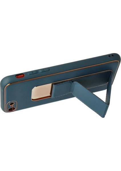 MYT09 iPhone 7 Kılıf Coco Deri Standlı Kapak - Mavi modelleri
