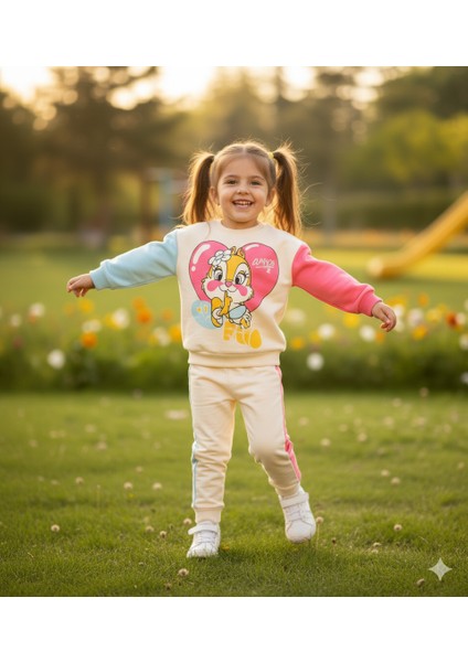 2-7 Yaş Chip & Dale Baskılı Renk Bloklu Çocuk Eşofman Takımı | Mevsimlik modelleri