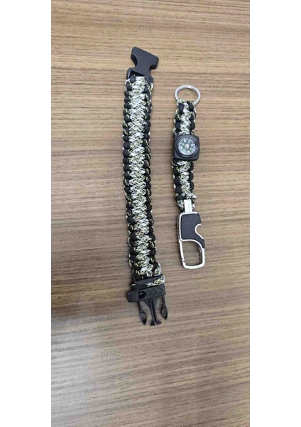 Paracord Survival Bileklik 22 cm – Deprem Düdüklü, Pusulalı, Şişe Açacaklı, Acil Durum Anahtarlık Seti fırsatları