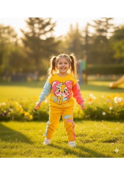 2-7 Yaş Chip & Dale Baskılı Renk Bloklu Çocuk Eşofman Takımı | Mevsimlik