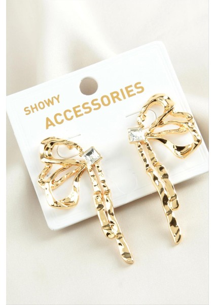 Xmpdby Fiyong Taşlı Trend Metal Küpe-Sarı