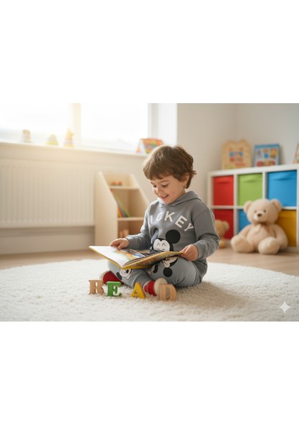 2-5 Yaş Mickey Mouse Baskılı Kapüşonlu Çocuk Eşofman Takımı | Mevsimlik modelleri