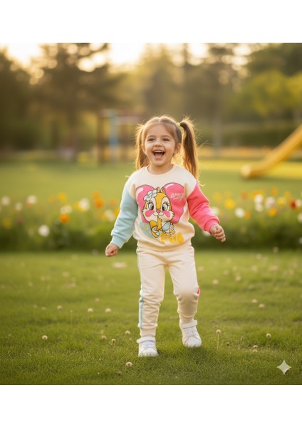 2-7 Yaş Chip & Dale Baskılı Renk Bloklu Çocuk Eşofman Takımı | Mevsimlik modelleri