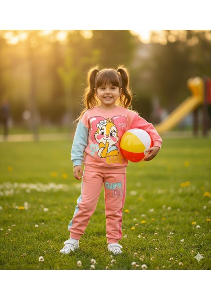 2-7 Yaş Chip & Dale Baskılı Renk Bloklu Çocuk Eşofman Takımı | Mevsimlik modelleri