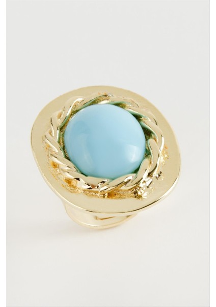 Oval Turkuaz Taşlı Yüzük modelleri