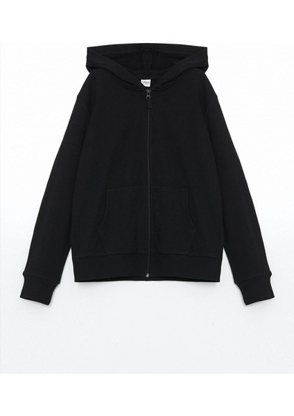 Lcw Yeni Özmarka Yeni Sezon Kapüşonlu Basic Uzun Kollu Kız Çocuk Fermuarlı Sweatshirt