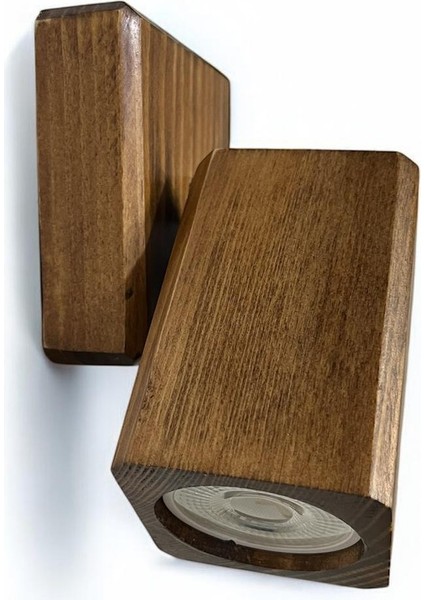 Duvar Aplik 360° Dönebilen Silindir Yansıtma Tasarımlı Tek Yönlü Ahşap Salon Hol Cafe Otel Aplik