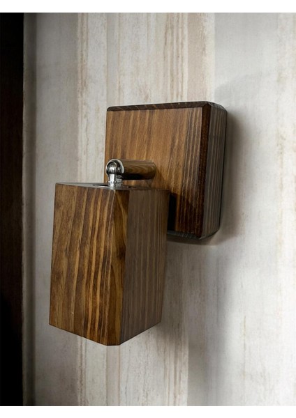 Duvar Aplik 360° Dönebilen Silindir Yansıtma Tasarımlı Tek Yönlü Ahşap Salon Hol Cafe Otel Aplik