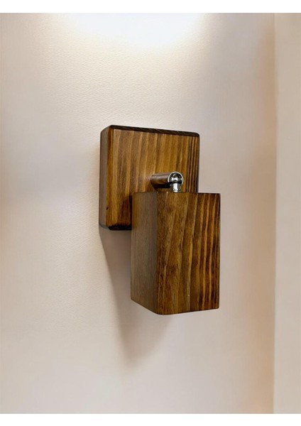 Duvar Aplik 360° Dönebilen Silindir Yansıtma Tasarımlı Tek Yönlü Ahşap Salon Hol Cafe Otel Aplik