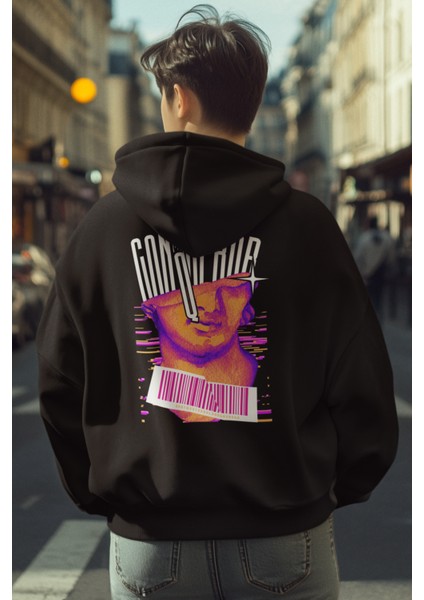 Unisex Sweatshirt Conqueror Neon Art Grafikli Pamuklu Hoodie Sweatshirt