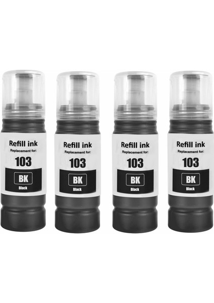 Epson 103 L3256 Uyumlu 4 Adet Siyah Muadil Mürekkep 70ML