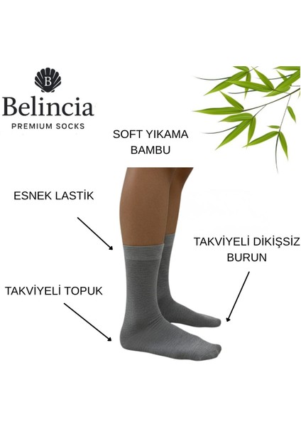Bambu Erkek Soket Uzun Düz Gri Çorap Dikişsiz 6'lı Paket fiyatları