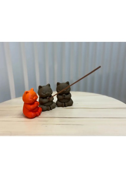 CRAFTSY3D Meditasyon Kedi Tütsülük – 3D Baskı Dekoratif Tütsü Tutucu