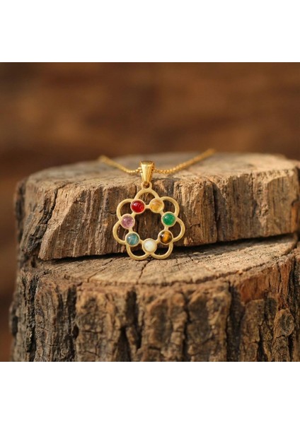 Altın Renkli Renk Çemberi Çakra Kolye ( Çelik Kolye ) – 7 Taşın Enerjisini Tek Formda Taşı fiyatları