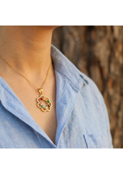 Altın Renkli Renk Çemberi Çakra Kolye ( Çelik Kolye ) – 7 Taşın Enerjisini Tek Formda Taşı fırsatları