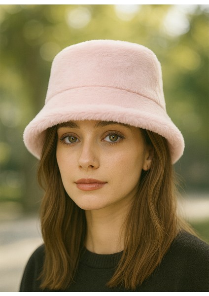 Kadın Peluş Kova Şapka – Kışlık Bucket Model (Içi Astarlı)
