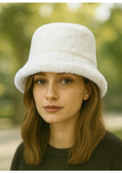 Kadın Peluş Kova Şapka – Kışlık Bucket Model (Içi Astarlı)