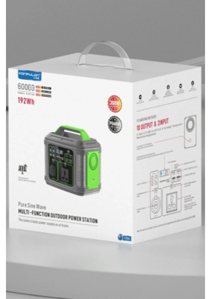 Xmpdby Konfulon CN04 Powerbank 300W 60.000 Mah 5W LED Işıklı Kamp Şarj Pd 60W - Gri indirimleri