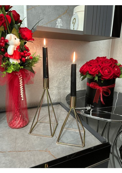 Gökkuşağı Kaplama Piramit Mumluk Şamdan