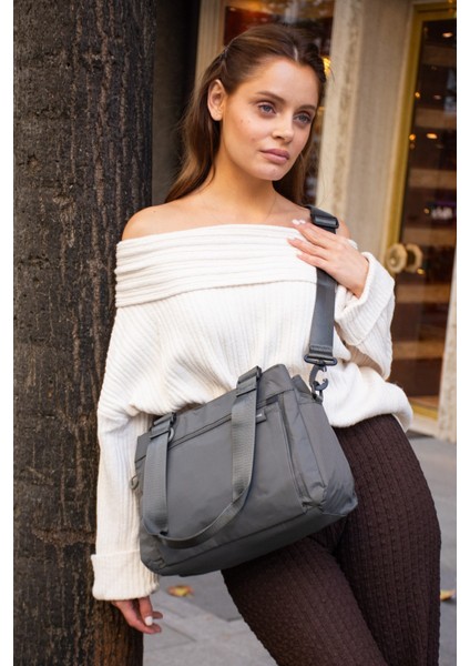 Sanmorris 5 Gözlü Desenli Paraşüt Kumaş Ayarlanabilir Çapraz Askılı El ve Omuz Çantası fırsatları