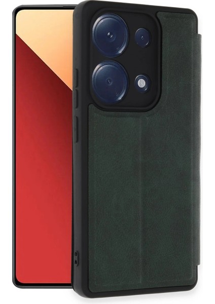 MYT09 Xiaomi Redmi Note 13 Pro 4g Kılıf Flip Cover - Koyu Yeşil